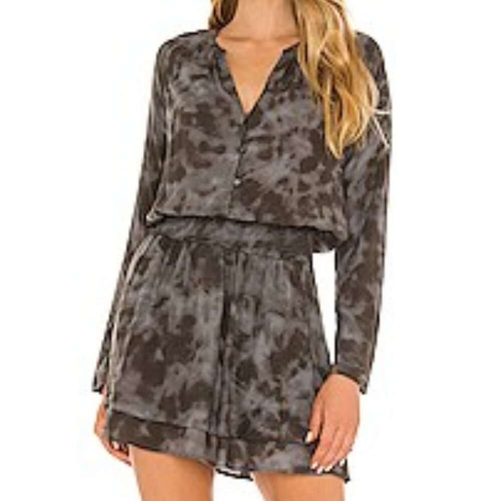 Rails Jasmine Slate Tie Dye Long Sleeve Mini Dress Medium Gray Cocktail Evening